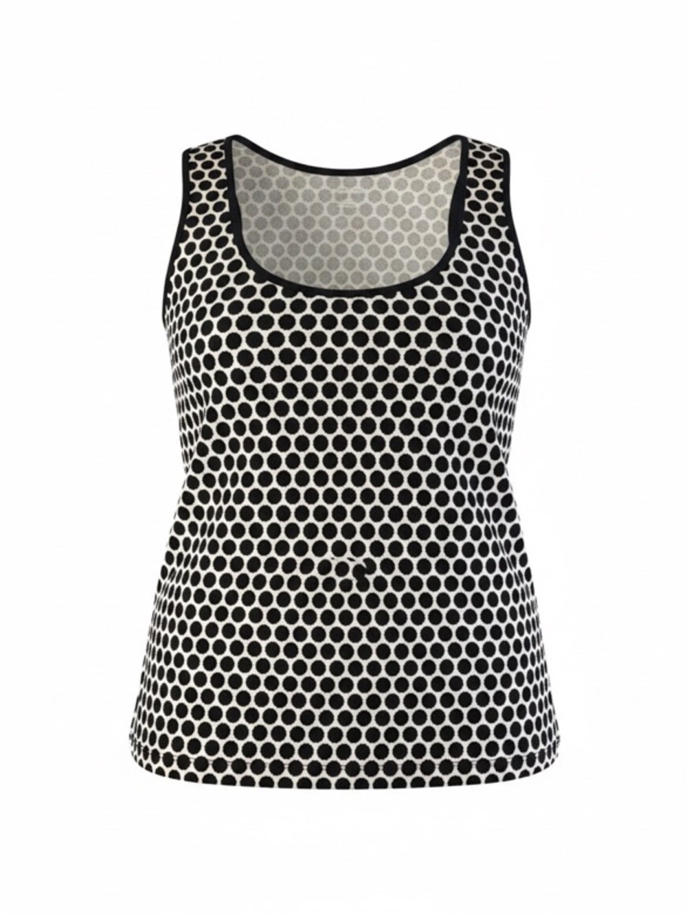 Lands' End Black and White Dot Scoop Neck Tank
